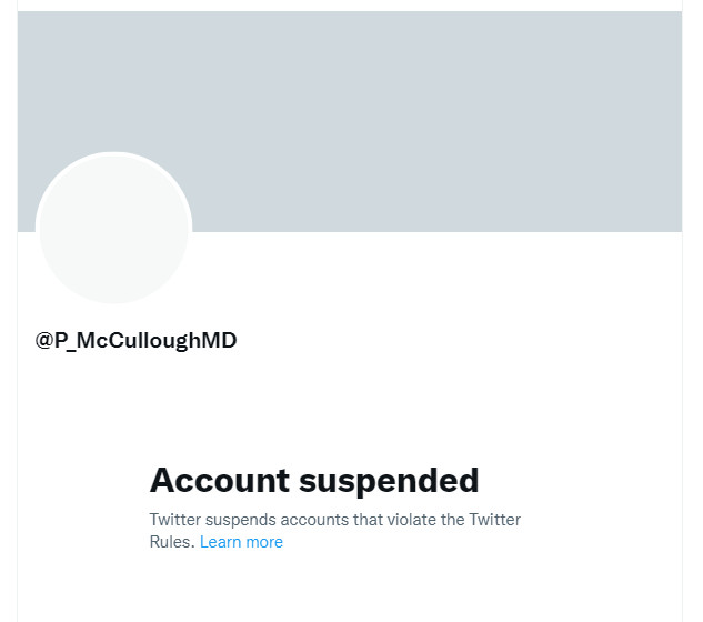 Peter McCullough Suspended From Twitter Image